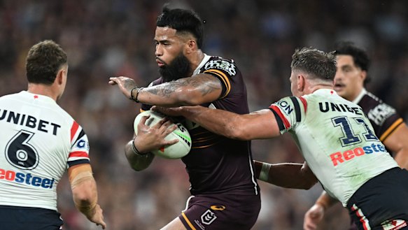 Payne Haas was well contained by the Sydney Roosters in their triumph of the Brisbane Broncos.
