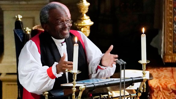 Bishop Michael Curry giving his much-discussed sermon.