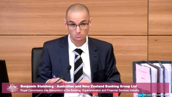 ANZ Bank's Benjamin Steinberg at the royal commission on Monday.