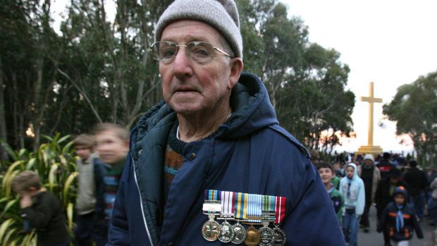 Bob McFadyen at the Anzac Day dawn service at Mount Macedon in 2007.