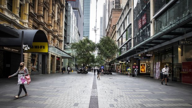 Pitt Street Mall in Sydney was quiet for the post-Christmas sales period. 