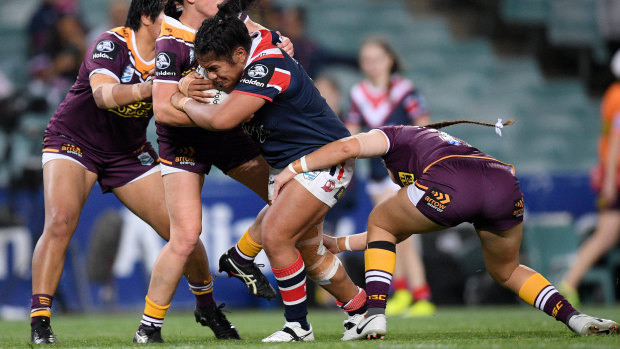 Target: Simaima Taufa and the Roosters were unhappy about the Broncos targeting her injured knee.