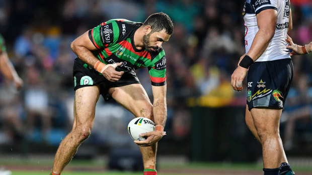 Thumbs down: An injury picked up by Greg Inglis on Sunday is a setback for Souths.