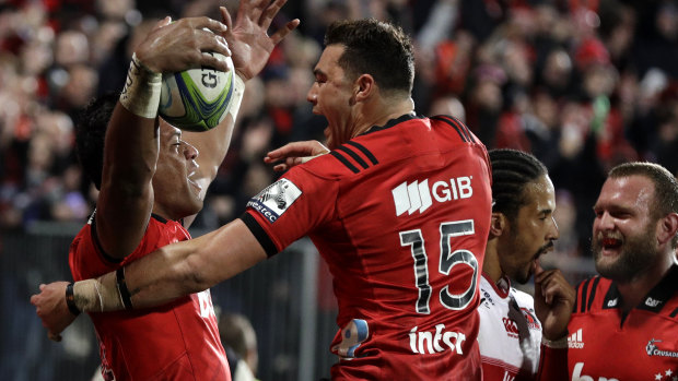 Beast mode: Seta Tamanivalu celebrates after scoring his team's first try against the Lions.