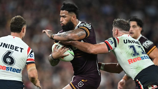 Payne Haas was well contained by the Sydney Roosters in their triumph of the Brisbane Broncos.