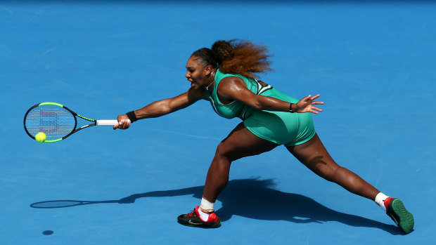 Williams covers the court against Tatjana Maria in her opening round win.