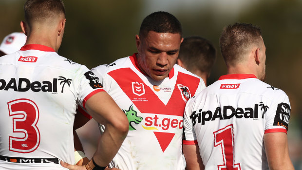 Tyson Frizell's immediate future may become the centre of great debate if the Dragons struggle at the resumption of the 2020 season.
