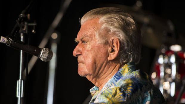 Former prime minister Bob Hawke at Woodford Folk Festival in 2017.