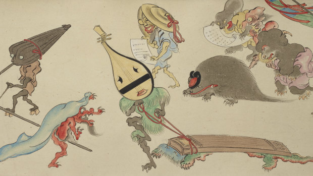 Itaya Hiroharu's Night Procession of the Hundred Demons (Hyakki yagyō), which is part of the  Art Gallery of NSW's Japan Supernatural exhibition. 
