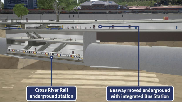 The 650-metre long busway would be located directly under the Roma Street station plaza.