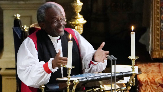 Bishop Michael Curry giving his much-discussed sermon.