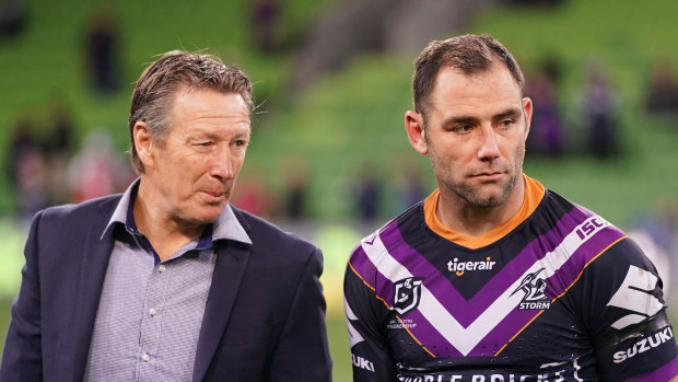 Storm coach Craig Bellamy (left) with his evergreen skipper Cameron Smith.