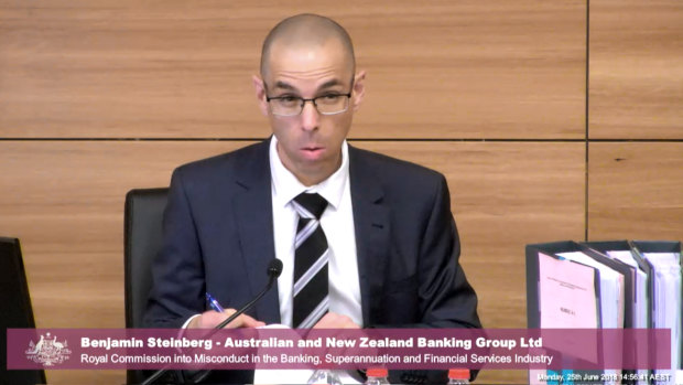ANZ Bank's Benjamin Steinberg at the royal commission on Monday.
