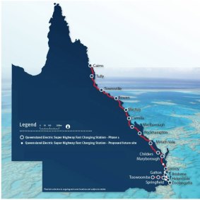 Queensland's electric superhighway runs from Cairns to Coolangatta. 