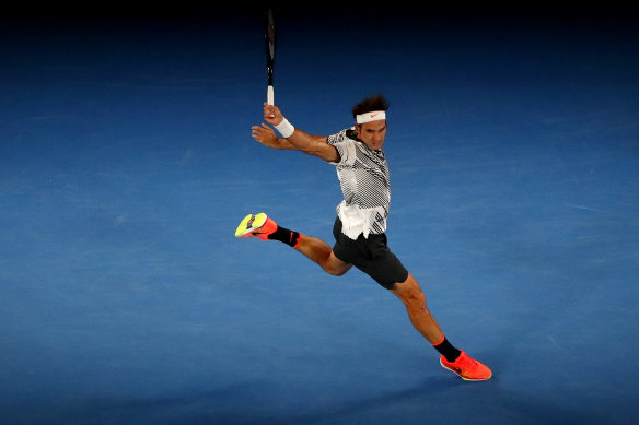 Roger Federer in full flight.