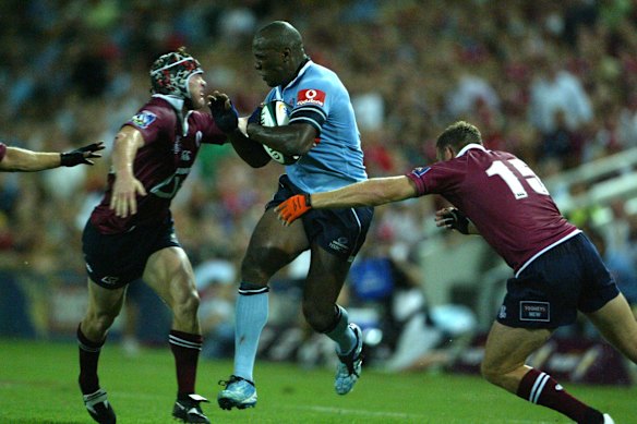 Hostile: Queensland Origin great Wendell Sailor was jeered by the Suncorp Stadium crowd in his first match there playing for the NSW Waratahs in 2006.