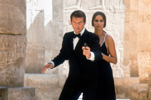 Roger Moore and Barbara Bach in The Spy Who Loved Me.
