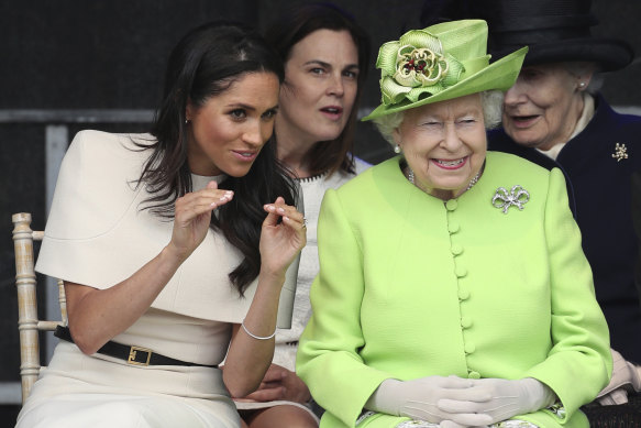 Meghan, the Duchess of Sussex, with the Queen in 2018.