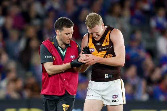 James Sicily was able to play out the match after an early shoulder injury.