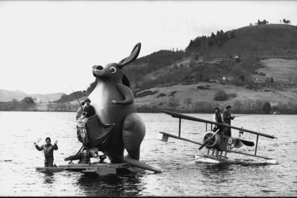 The Dangerous Sports Club looking for the Loch Ness monster, 1986.