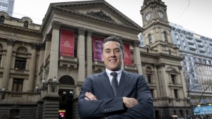 Anthony Koutoufides in August announcing his run for Melbourne lord mayor.