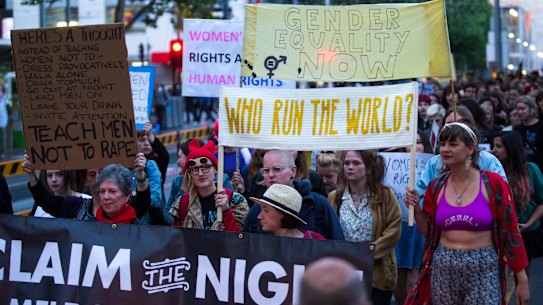 Women protesting violence.