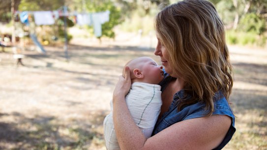 Bron Willis and her son.