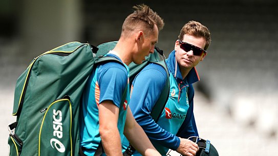 Australia’s Marnus Labuschagne and Steve Smith.
