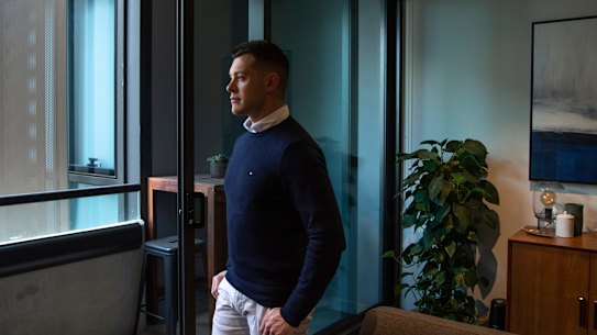 Renter Josh Olds at his apartment in Southbank.