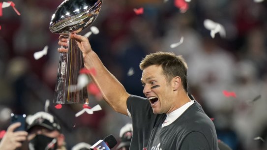 Tom Brady celebrates Super Bowl win No.7.