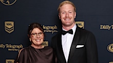 Thomas Jenkins of the Penrith Panthers had his mum by his side as he hit the red carpet. 