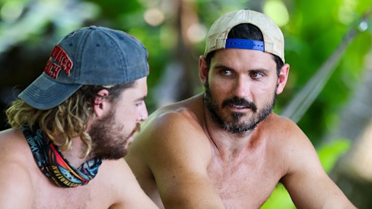 Simon Mee (right) on Australian Survivor: Redemption.