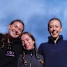 Daisy Potter (centre), with friends from her local footy club in South Melbourne, says coming from a happy home contributes to her having a wide variety of close friendships.