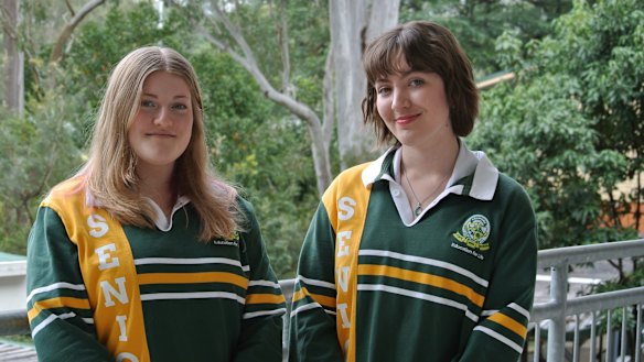 Kenmore State High School year 12 student Libby Ogle (left) and Caitlin Powell (right). 