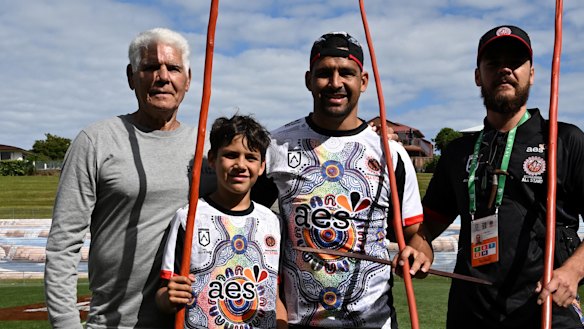 Family affair: Ron Mason, Kian and Cody Walker and cousin Brock Tutt in Indigenous All Stars camp.