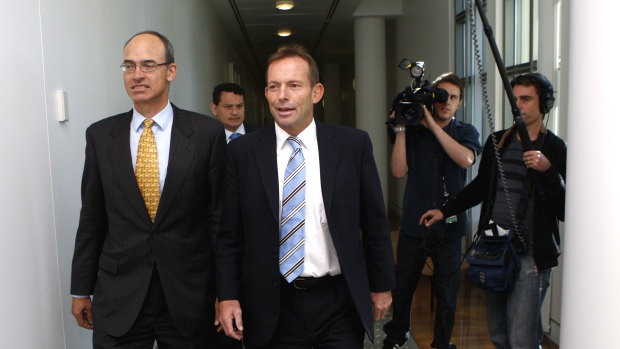 December 1, 2009: Tony Abbott walks back to his office after ousting Malcolm Turnbull from the Liberal Party leadership by one vote.
