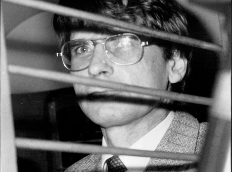Mass murderer Dennis Nilsen after an Old Bailey judge yesterday gave him eight life sentences, 1983.
