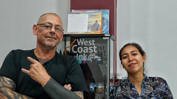 Rob (left) co-owner of West Coast Ink studio with the studio manager Adisti (right).