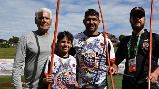 Family affair: Ron Mason, Kian and Cody Walker and cousin Brock Tutt in Indigenous All Stars camp.