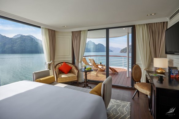 Suites have floor to ceiling views and a large private deck with sunbeds.