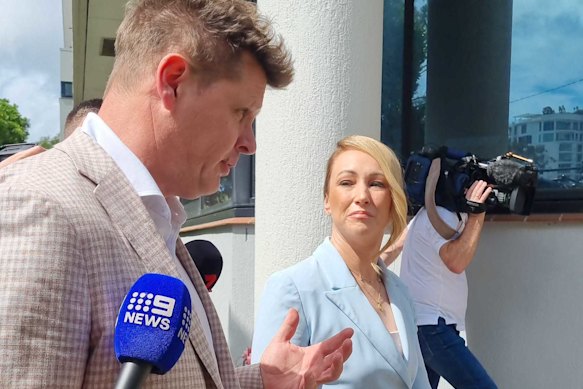 Sam Wood’s lawyer Matthew Cuskelly outside Maroochydore Magistrates Court on Monday morning.