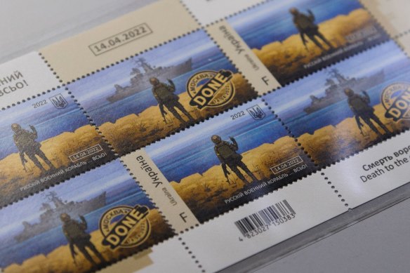 Ukrainians queued to buy sheets of these “morale-boosting” stamps.