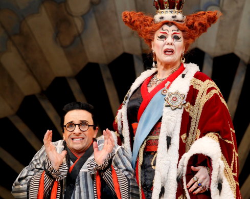 Mitchell Butel as Ko-Ko and Jacqueline Dark as Katisha in The Mikado.