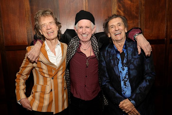 Mick Jagger, Keith Richards and Ronnie Wood at the announcement of their upcoming Rolling Stones album, Foreign Tongues.