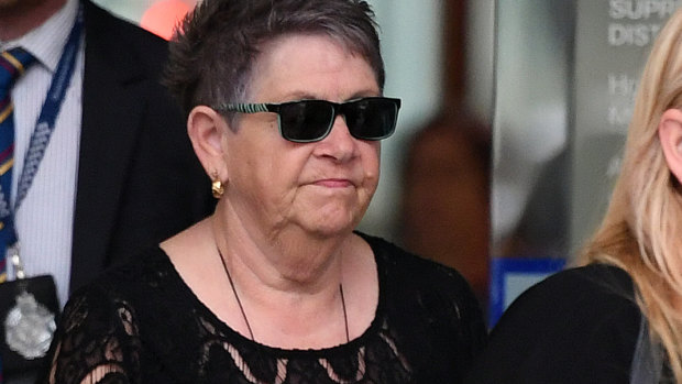 Barbara Merrigan, the mother of Shane Merrigan, leaves the Supreme Court.