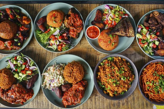 Assorted dishes at Jollof Vibe.