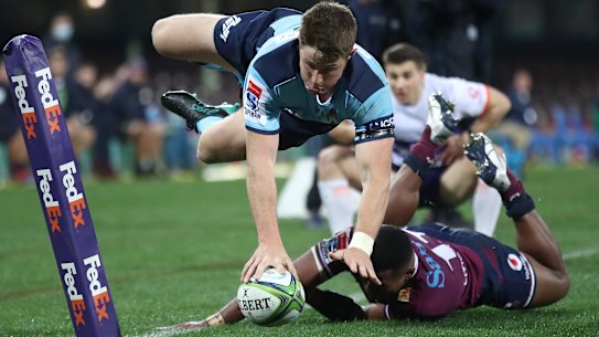 An acrobatic try from Alex Newsome at the SCG.