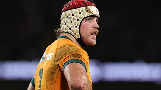 DUBLIN, IRELAND - NOVEMBER 30:  Fraser McReight of Australia looks on  during the Autumn Nations Series 2024 match between Ireland and Australia at the Aviva Stadium on November 30, 2024 in Dublin, Ireland. (Photo by David Rogers/Getty Images)