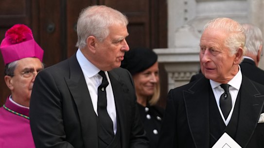 Prince Andrew with King Charles in September.