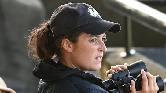 Annabel Neasham watching her imports at Canterbury on Tuesday.